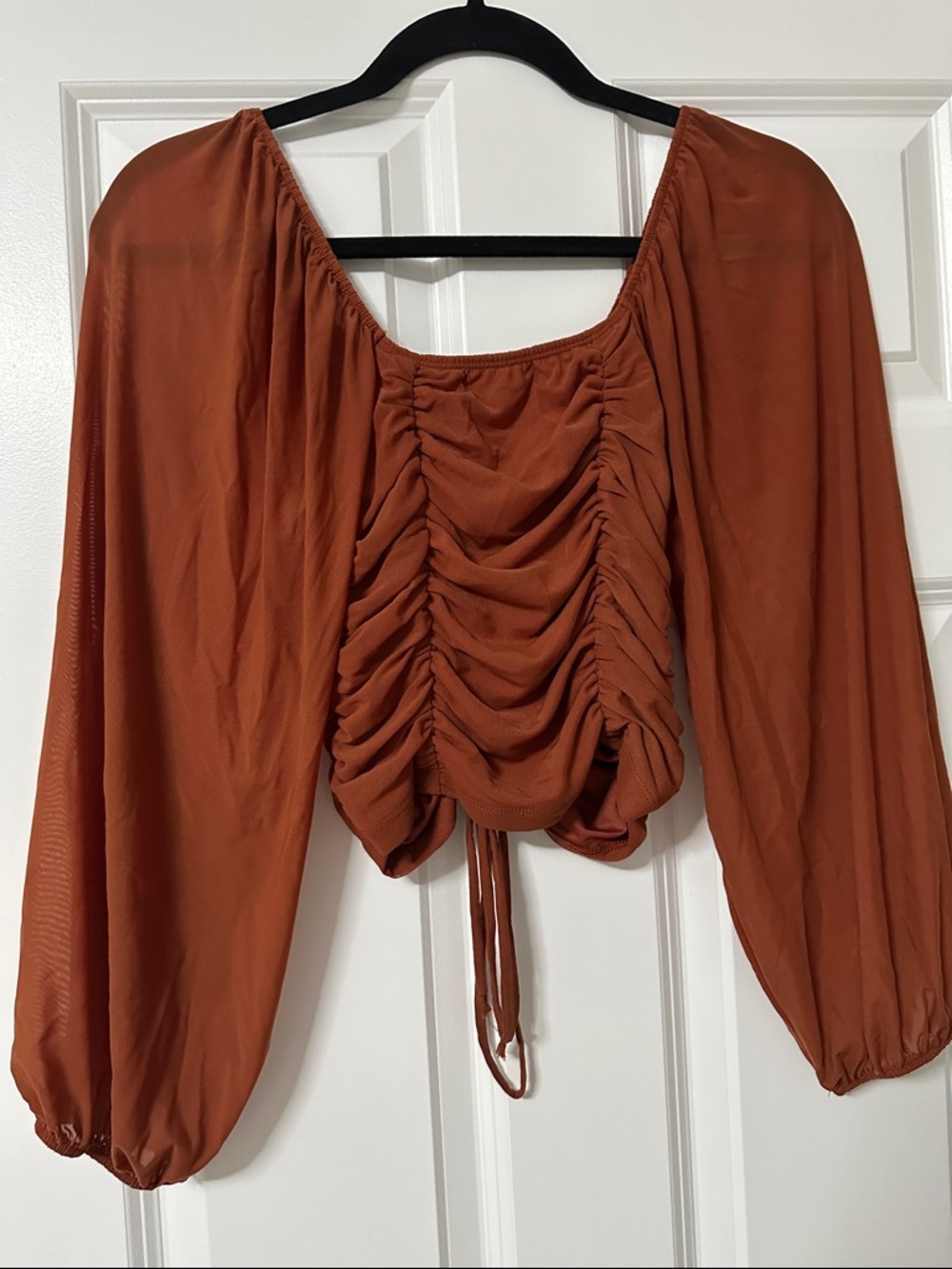 Lulu's Burnt Orange Ruched Crop Top - Picture 4 of 4